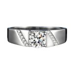 Jeulia Anillo de Compromiso Simple para Hombre en Plata Esterlina
