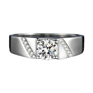 Jeulia Anillo de Compromiso Simple para Hombre en Plata Esterlina