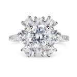 Jeulia Anillo de Compromiso Halo Floral con Corte Ovalado en Plata Esterlina