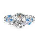 Jeulia Anillo de Promesa Ovalado con Racimo Bicolor Azul y Blanco en Plata Esterlina