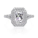 Jeulia Anillo de Compromiso de Radiant con Doble Halo Clásico en Plata de Ley