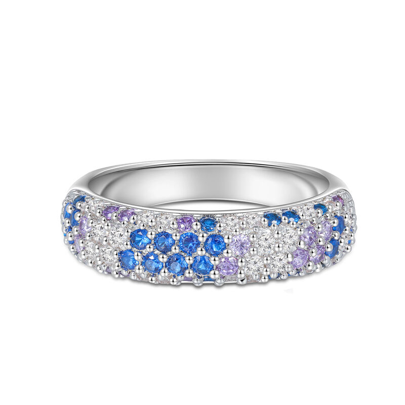 Jeulia Anillo con Racimo de Piedra Redonda y Argolla Colorida Engastada