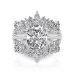 Jeulia Juego de Anillos de Novia Intercambiables con Corte Cojín Vintage de Plata de Ley