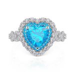 Jeulia Anillo de Promesa de Infinito Corazón con Doble Halo y Piedra de Nacimiento Personalizado