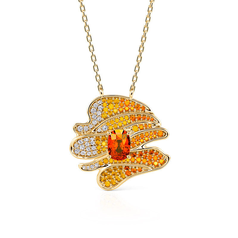 Jeulia x Leyla Collar Art Deco Desierto al Atardecer de Plata de Ley Dorada