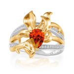 Jeulia x Leyla Anillo de Boda Floral Bicolor Flores de Espinas de Plata Esterlina