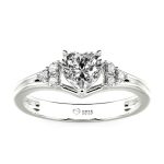 Jeulia Anillo de Promesa 10K/14K/18K Platino Clásico Personalizado con Tres Piedras Corazón