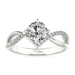 Jeulia Anillo 10K/14K/18K Platino de Boda Simple Trenzado Personalizado Corte Redondo