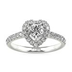 Jeulia Anillo 10K/14K/18K Platino de Compromiso Vintage Halo Corazón Personalizado