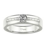 Jeulia Anillo de Compromiso Solitario Inspirado en Bambú Personalizado para Hombre